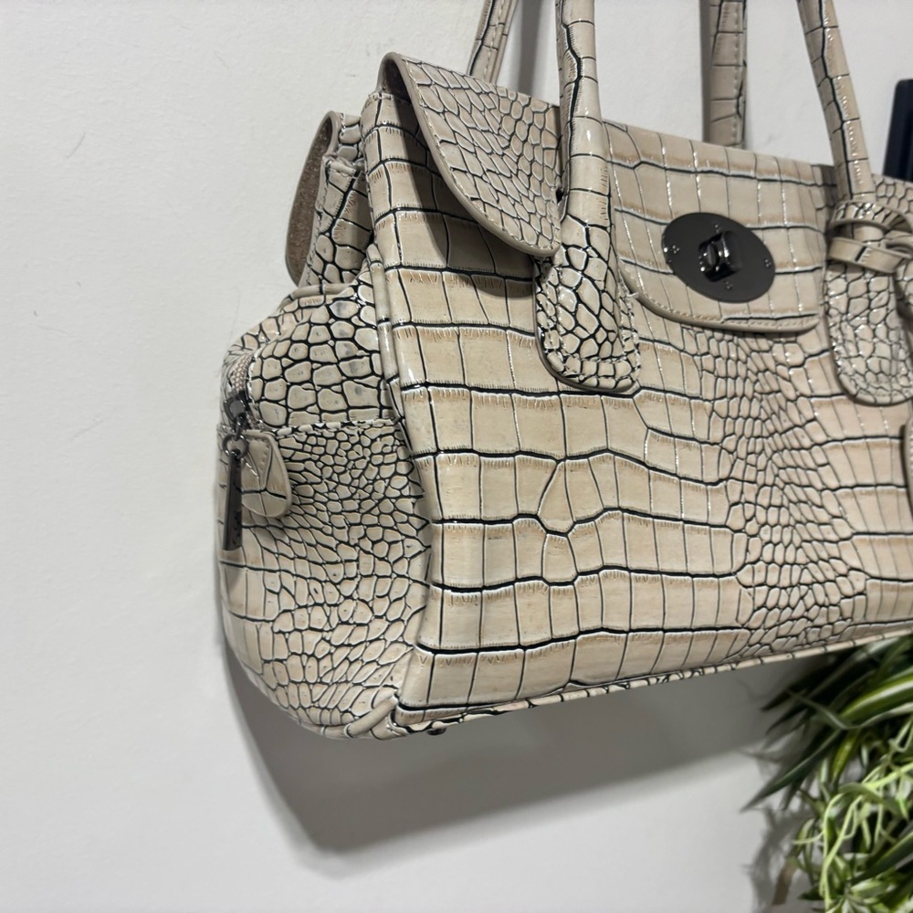 Y2K❤️Govali Crocodile-Embossed Cream Handbag - Picture 6 of 11